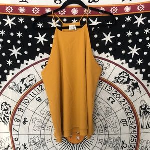 Anthropologie Paper Crane Yellow Flow Tank